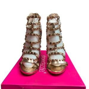 Shoedazzle Strappy Heels Size 5.5 Rose Gold Fairy Princess Party Wedding Guest